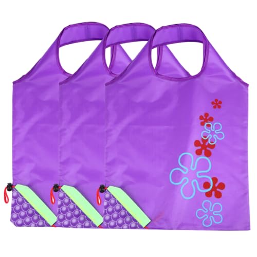 GRIRIW 3Pcs Foldable Reusable Shopping Bags Portable Tote Pouches for Groceries Lightweight Storage for Commuting and Daily Use
