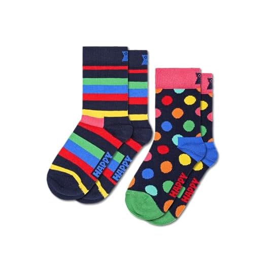 Happy Socks Stripe, Calcetines Unisex Niños, Multicolor, 4-6 Años Paquete De 2