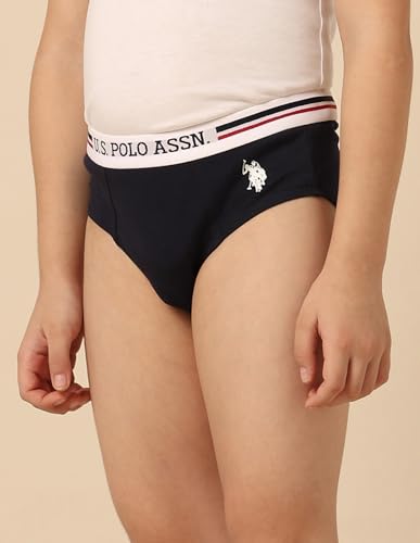 Image of U.S. Polo ASSN. Boys EKB09 Mid Rise Cotton Spandex Underwear Breifs - Pack of 3