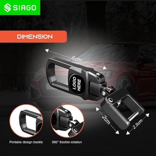 Image of SIAGO Premium TPU Car Key Cover and Metal Keychain Compatible with Kia Carnival 5 Button Flip Key (Grey)