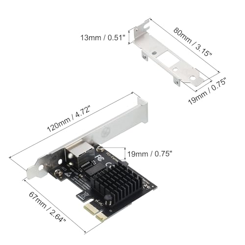 MECCANIXITY Adaptador de Red Gigabit PCIe LAN Ethernet 1 Puerto 2.5G 32/64 Bit | Tarjeta de Red RJ45, Alta Velocidad, para PC de Escritorio miniatura 2