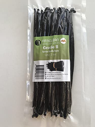 Image of 2oz Vanilla Beans Grade B Tahitiensis for extract, Cooking and Baking by FITNCLEAN VANILLA| Fresh 5 inch-7 inch NON-GMO Natural Raw Whole Pods