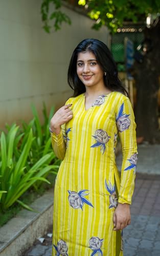 Image of ANNI DESIGNER Women's Cotton Blend Floral Kurta with Pant
