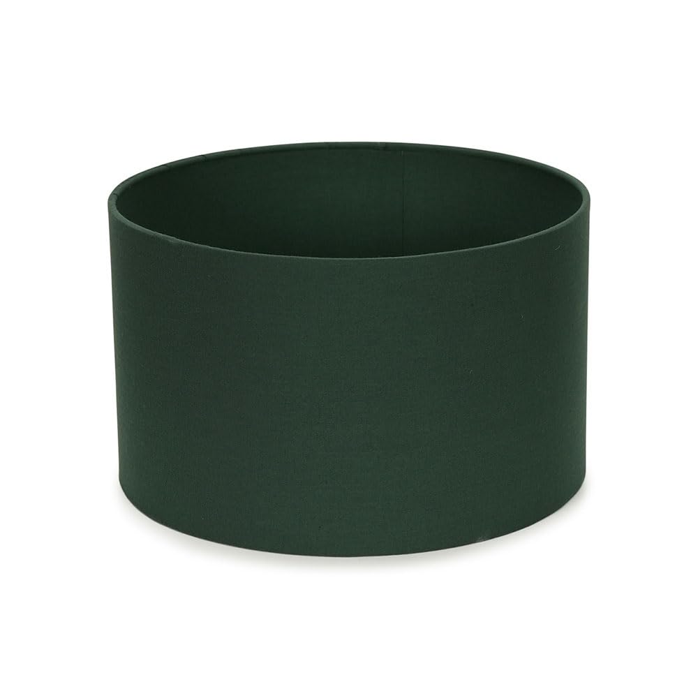 MiniSun | Small Modern Forest Green Fabric Drum Light Shade | Lamp Shades, Home Décor & Improvement Essential | 25cm Shade Width