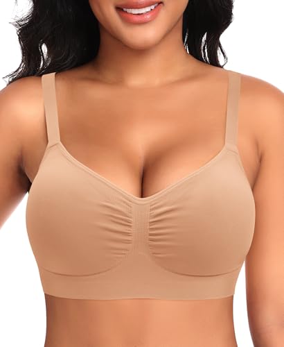 Image of Wireless Sewn in Padded Bras for Women Comfortable Full Coverage Bralettes No Underwire Everyday Tshirt Bra