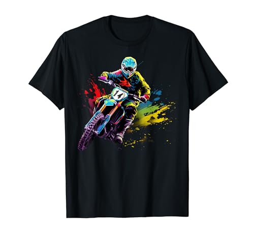 Motocross rider coloré garçon sur motocross homme T-Shirt