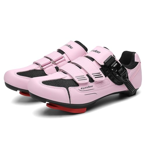 Image of Womens Cycling Shoes Compatible with Peloton Bike Clip in Ladies Indoor Cycling Road Bike Riding Biking Shoes, Pre-Installed Delta Cleats