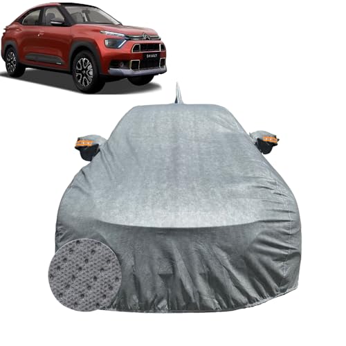 Image of Car Cover for Citroen Basalt (2024-2026) | 100% Waterproof Cover with Antenna & Reflective Mirror Pockets | Dustproof, Scratchproof, Heatproof Basalt Car Cover |Soft Cotton Lining| Grey