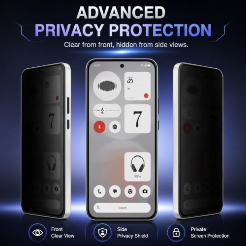 Image of FIRST MART Privacy Tempered Glass for Nothing Phone (4b) With Cable Guard & Installation Kit | Anti-Spy 9H Screen Protector, Edge-to-Edge, Case-Friendly | Black