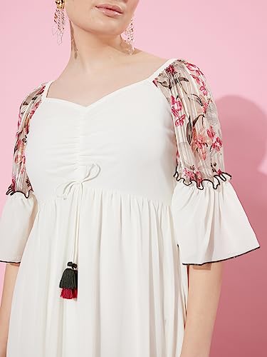 Image of Miss Chase Women's Round Neck Cap Sleeves Lace Knee -Long Skater Dress
