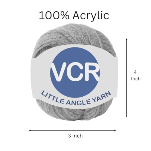 Image of VCR 4 Ply Light Grey Little Angle Yarn, 25 Grams, 92 Meters Length, 100% Acrylic Soft Baby Knitting Yarn for Crochet, Newborn Sweaters, Soft Baby Socks, Mittens and Leggings, Pack of 1