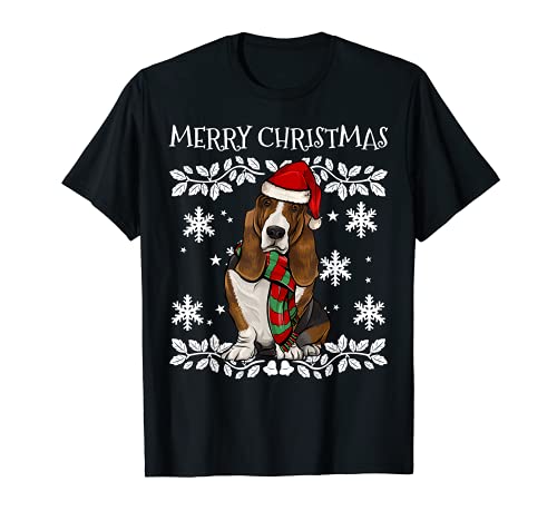 Joyeux Noël Basset Hound Ugly Christmas T-Shirt