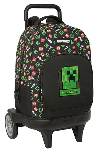 MINECRAFT   Mochila Grande con Ruedas, Compact Evolución, Extraíble, Ideal para Niños de Diferentes Edades, Cómoda y Versátil, Calidad y Resistencia, 33x22x45 cm