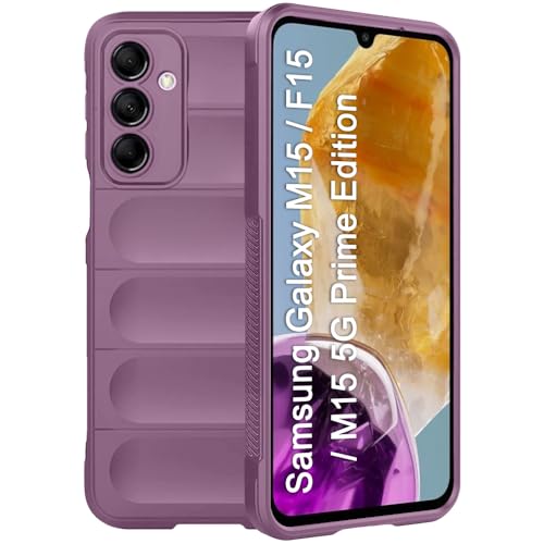 TheGiftKart Liquid Silicon Back Cover Case for Samsung Galaxy M15 / F15 / M15 5G Prime Edition | ShockProof Military Grade Protection | Micro-Fibre Cloth On Inner Side | Anti-Slip Grip (TPU, Lavender)- Best and cheap mobile covers in India
