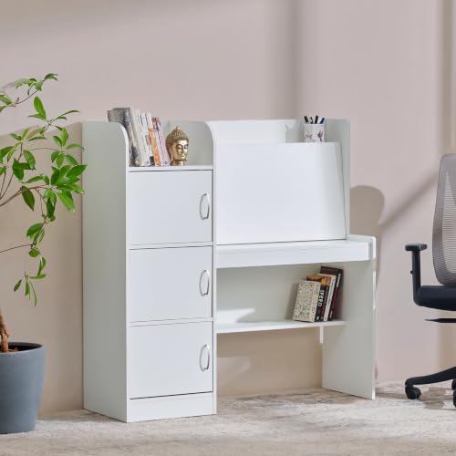 Image of Home Centre | Helios Alton Study Desk | Study Table for Home Office | Engineered Wood | White | 1 Year Warranty