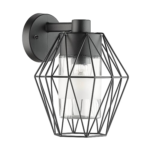 Applique murale extérieure Canove Eglo en acier noir et verre luminaire E27 IP44