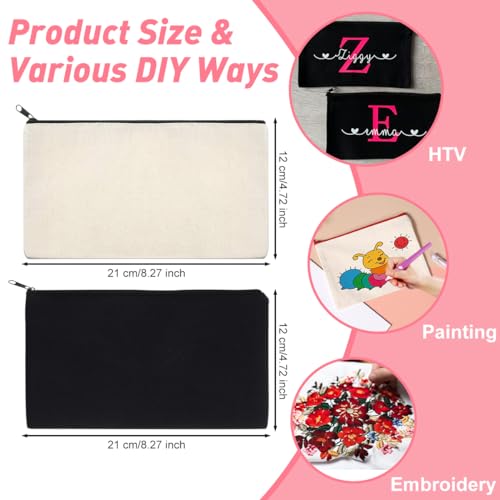 Fhdusryo 30 Pack Canvas Zipper Pouch, 8.3 Inchx4.7 Inch Canvas Pencil Case, Blank Makeup Pouch Bags Diy Craft Bag thumb #1