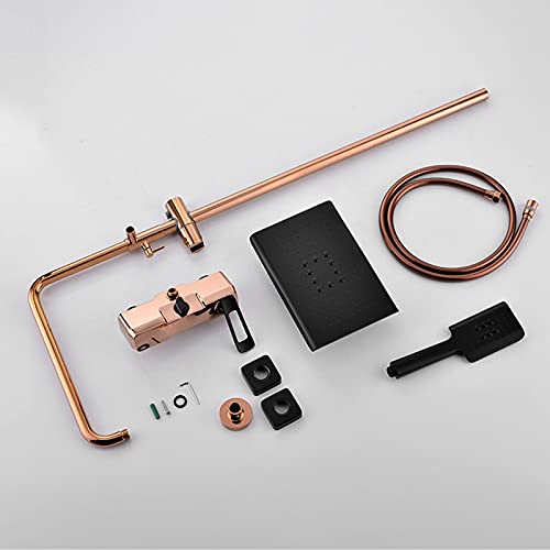 Ensemble de douche or rose complet avec inverseur et jet de douche pluie