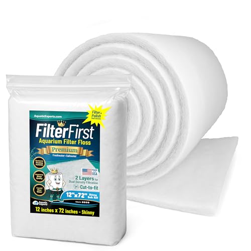 Aquatic Experts Aquarium Filter Floss for Fish Tank Filters - FilterFirst Aquarium Filter Pad - Media Roll for Crystal Clear Water, 12