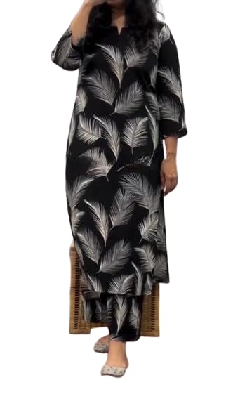 bhagyesh fashion Trendy Women Rayon Casual Coord Set Printed Blue Coord Set with Long Kurta and Pant-picture-10