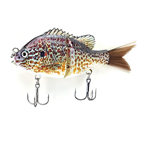 ODS Glide Bait Bionic Jointed Artificial Swimbait with Fiber Tail Bluegill Sunfish (Color 01)