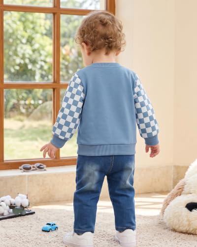 Image of NZRVAWS Toddler Baby Boy Clothes Pullover Sweater Ripped Jean Sweatsuit Little Boy Outfit Fall Winter Clothing Set 6M-7T