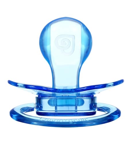 Image of Landofgenie Large Shield Adult Size Pacifiers Bone Shape Transparent Design Pacifier Blue