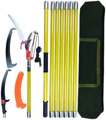 27FT Extendable Manual Pole Saw - Lightweight Tree Branch Trimmer with Sharp Steel Blade, 8-Section Handle for High Branch Cutting - Ideal for Garden and Landscaping (Vermelho)