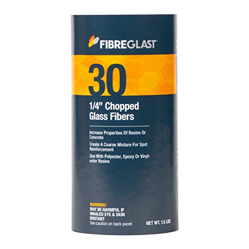 Fibre Glast Chopped Glass Fiber, 1/4 Inch – Premium Strength Shredded Fiberglass for Concrete Filler, Sealant Putty & Car, Building & Boat Repairs – Mix with Epoxy Resin & Silica, 1/2 Gallon