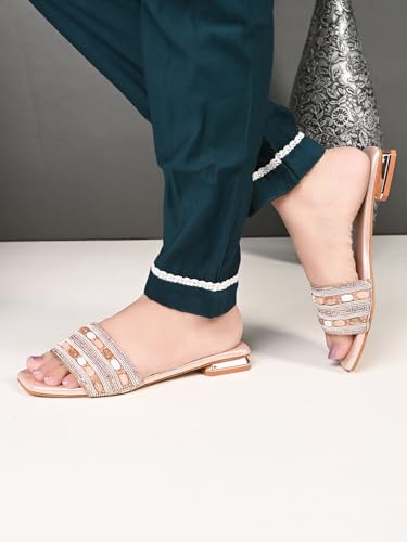 Image of XE Looks Stylish Beaded Flat Slippers for Women