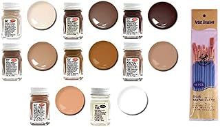 Testors Brown Enamel Paint, Sand Beige, Light Tan, Natural Wood, Military Brown, Desert Tan - Gloss and Flat Finish, Thinner, 1/4oz (Pack of 8) -with MYD Paintbrushes
