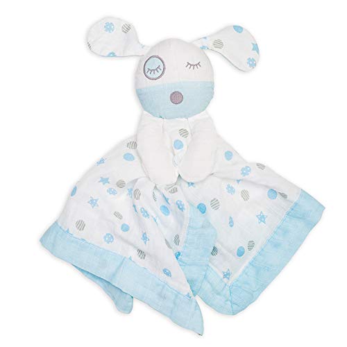 Image of lulujo Baby Muslin Lovey Toy, Blue Puppy