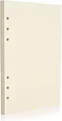 Refil de papel A5 com 6 furos – Caneta-tinteiro bege de 100 g/m² e caneta de gel, folha solta para fichários de 6 anéis, em branco, sem sangramento – diário, planejamento, anotações. Compatível com