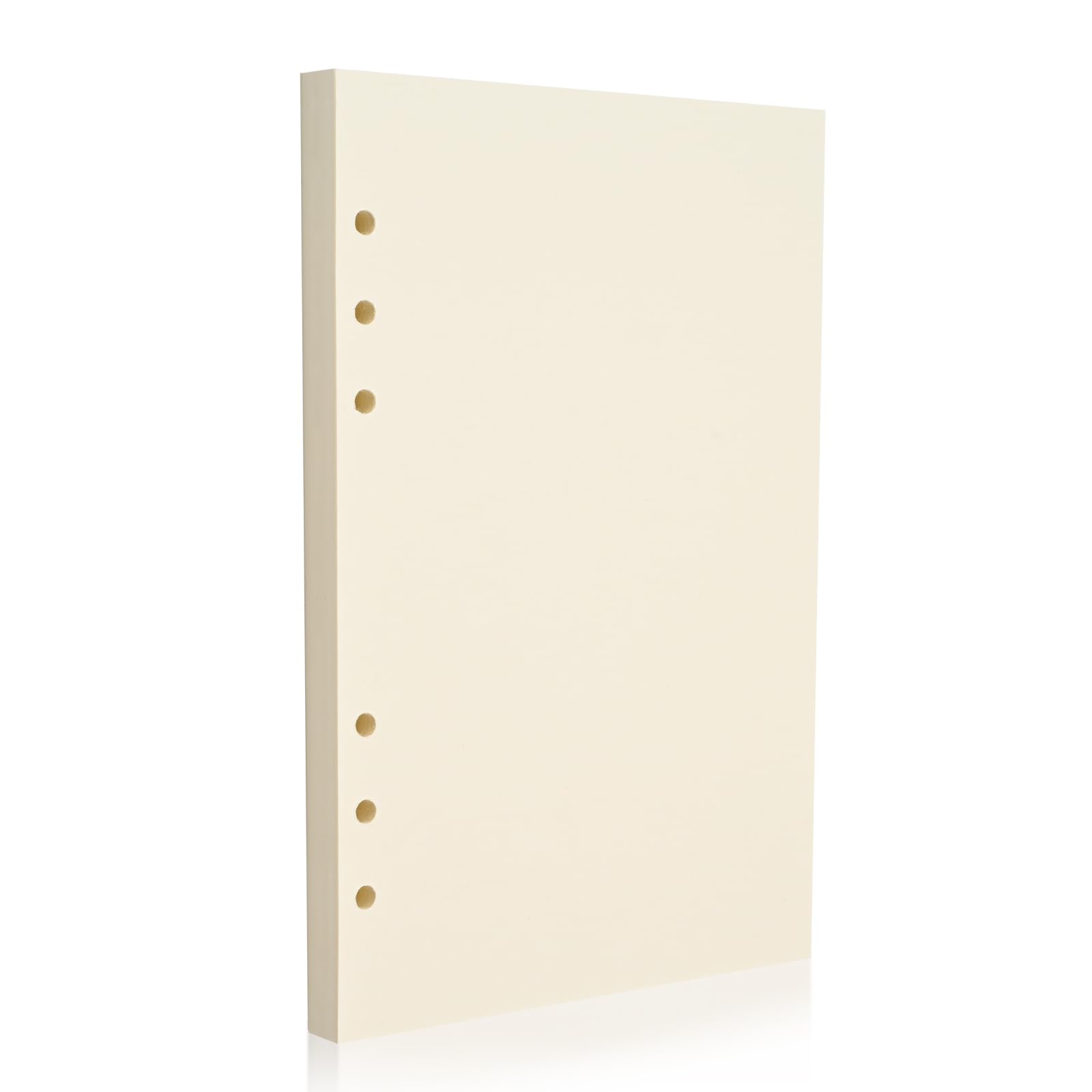 A5 6-Hole Refill Paper - 100gsm Beige Fountain Pen & Gel Pen Friendly Loose Leaf for 6-Ring Binders, Blank, No Bleed - Journaling, Planning, Notes.Double-Sided Writing Supported