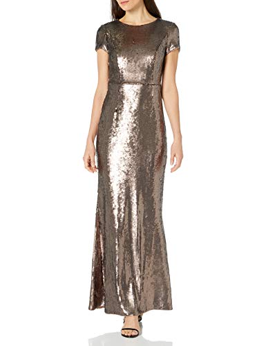 Adrianna Papell Women's Sequin Mermaid Gown, Dark Mink, 4