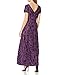 Alex Evenings Women's Long Rosette Lace Cap Sleeve Gown, Eggplant, 14