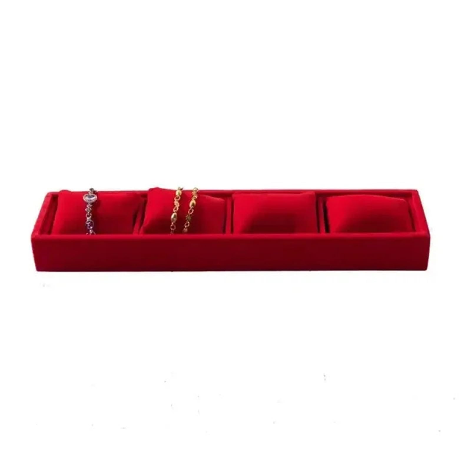 Bryske 2Pcs Velvet Jewelry Organizer Tray with Pillows for Bracelet Watch Display 34x8cm