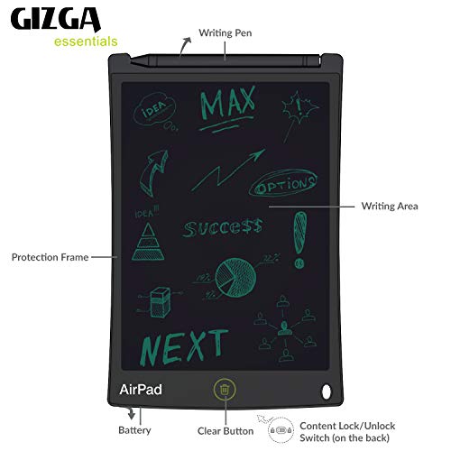 Image of Gizga Essentials Magic Slate Digital LCD Writing Tablet with Stylus Pen & 8.5-Inch Screen, Slate Board for E-Notes, Digital Memo Writing Pad, Drawing, Playing, Toy Gift for Kids & Adults, Black
