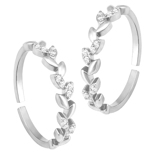 Image of Peora Cubic Zirconia Studded Adjustable Toe Ring Bichiya Stylish Fancy Daily Regular Jewellery for Women