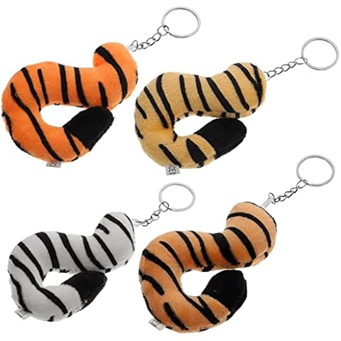 TENDYCOCO 4pcs Ornament Friends Tail Lovely Keychain Plush Adorable Home Tiger Decoration Key Chain Decor Hanging Bag Ring Pendants Back Decorations Ornaments for Cover