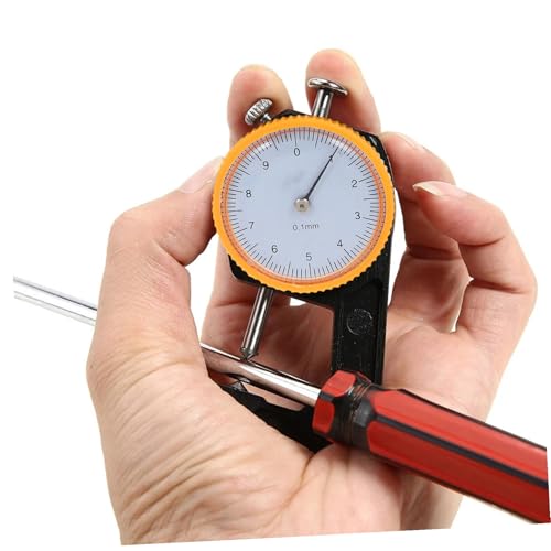 Calibrador de grosor con dial de cabeza plana, prueba precisa en acero, herramienta compacta para medir cuero, tela y cartón 0-10 mm miniatura 4