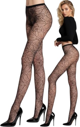 Image of ToBeInStyle Women's Spiderweb & Crawling Spider Print Hosiery Tights & Thigh High Stockings
