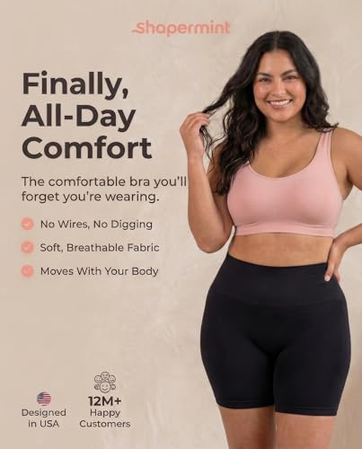 Image of SHAPERMINT Bralettes for Women with Support - Adjustable Wireless Support Bra, Full Coverage No Underwire Seamless Bra