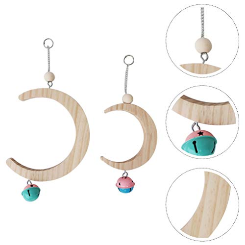 VILLCASE 2 Peças de Pássaros Em Forma de Lua Crescente Balançar Papagaio Pendurado Baloiço Com Sinos
