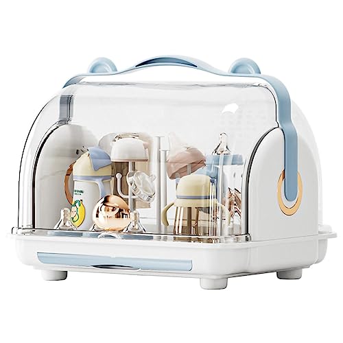Image of KALWEL,Baby Bottle Rack,Upright Bottle Drying Rack,Portable Bottle Drying Rack,Baby Bottle Drying Rack with Cover,Drying Rack for Bottles with Carrying Handle and Draining Tray,for Bottles,Cups,Saucer