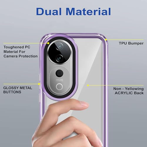 Image of Zapcase Back Case Cover for Vivo T3 Ultra 5G | Compatible for Vivo T3 Ultra 5G Back Cover | Case Cover with Camera Protection | (TPU + PC | Translucent Purple)