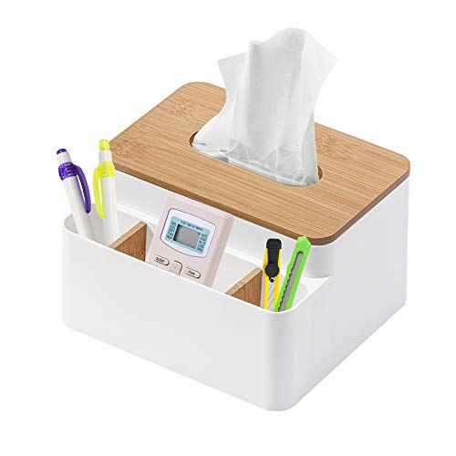 Xnuoyo Soporte Para Caja De Pa�uelos, Caja De Almacenamiento De Escritorio, Dispensador De Soporte Para Pa�uelos Faciales, Organizador De Escritorio Extra�ble De Bamb� Para Oficina En Casa