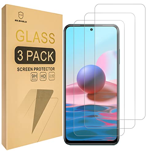 Mr.Shield [3-Pack] Designed For Xiaomi (Redmi Note 10) / Redmi Note 10s [Tempered Glass] [Japan Glass with 9H Hardness] Screen Protector with Lifetime Replacement