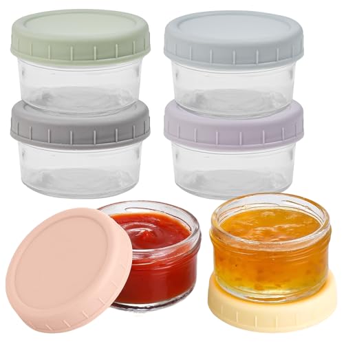 Huucozn 6 PCS Recipientes Cristal Hermeticos Pequeños 80 ml, Tarros de Cristal Herméticos para Meal Prep, Comida y Ensaladas, Tarros de Cristal con Tapa Pequeños para Llevar para Salsas, Aliños y Dips