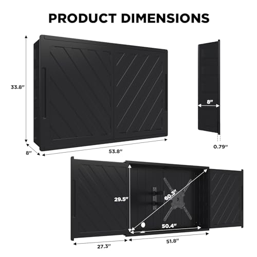Outdoor TV Cover 55 inch Weatherproof, Hard Outdoor TV Enclosure with Frosted Plastic, Adjustable TV Wall Mount Bracket  - Additional View